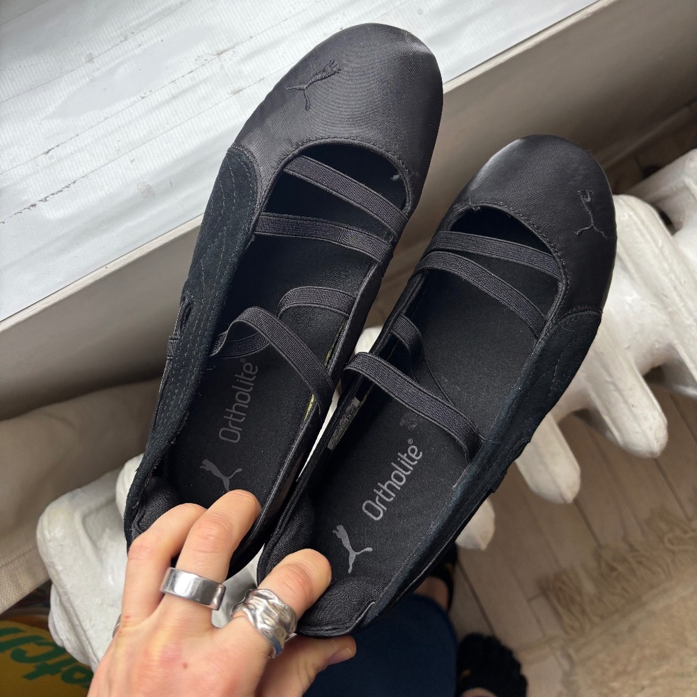 Puma Black Satin Ballerinas